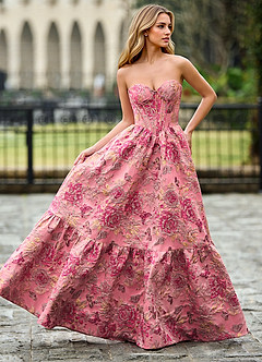 Rosemarnder Rosa Rosa Abito da ballo con fiori jacquard image5