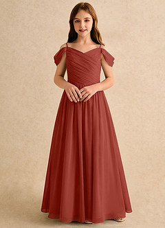 Azazie Chelo Girls Formal Flower Girl Klänningar Klä A-Linje i Chiffong Plisserad image4