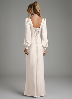 Azazie Brianna Bridesmaid Dresses White Alabaster Mermaid Corset Stretch Satin Dress image7