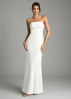 Azazie Saylor Bridesmaid Dresses White Mermaid Strapless Chiffon Dress image3