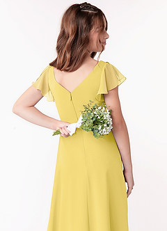 Azazie Omari Junior Canary A-Line Ruched Chiffon Dress image3