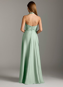 Azazie Tessie Brautjungfernkleider A-Linie Plissee Stretch-Satin Kleid Agave image2