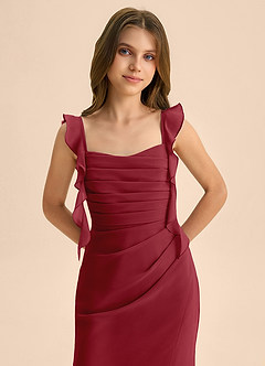 Azazie Jessamine Junior Pomegranate Mermaid Sweetheart Neckline Chiffon Dress image7
