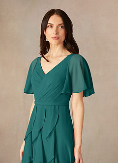 Azazie Watson Mother of the Bride Dresses Peacock A-Line V-Neck Chiffon Dress image3