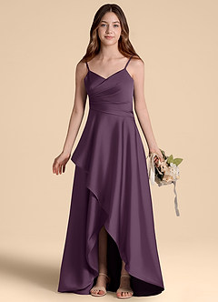 Azazie Prisha Junior Klä av A-Line i Stretch Satin Plisserad image7