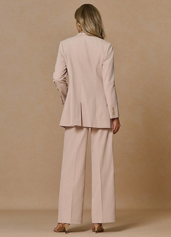 front Margaret Tan Cotton Linen Blend 2-Piece Suit