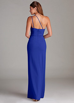 Azazie Eren Bridesmaid Dresses Royal Blue Sheath One Shoulder Stretch Crepe Dress image2