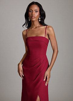 Azazie Aretha Bridesmaid Dresses Burgundy A-Line Strapless Chiffon Dress image3