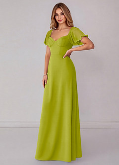 Azazie Fatima Bridesmaid Dresses Lemongrass A-Line with Pockets Chiffon Dress image4