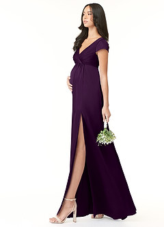 Azazie Allessia Maternity Bridesmaid Dresses A-Line Pleated Stretch Satin Floor-Length Dress image3