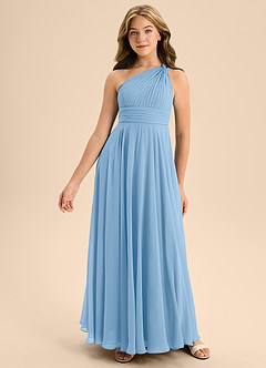 Azazie Charlize Junior Powder Blue A-Line Pleated Chiffon Dress image3