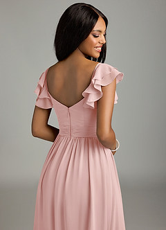 Azazie Anaya Bridesmaid Dresses Powder Pink A-Line Sweetheart Neckline Chiffon Dress image2
