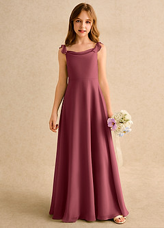 Azazie Puppy Girls Formal Flower Girl Dresses Merlot A-Line Pleated Chiffon Dress image5