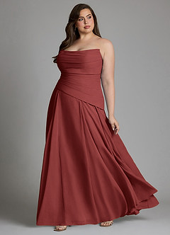 Azazie Gabriela Bridesmaid Dresses Terracotta A-Line Corset Chiffon Dress image17
