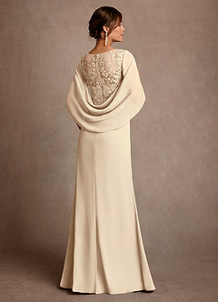 Azazie Santa Clara Mother of the Bride Dresses Champagne A-Line Lace Dress image2