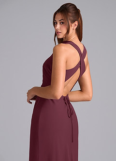 Azazie Evadne Robes de demoiselle d'honneur Robe Trapèze en Mousseline de soie Plissée Cabernet image8