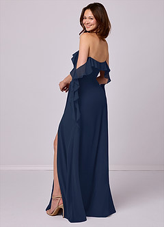 Barbie ♥ Azazie Bridesmaid Dresses Dark Navy A-Line Off the Shoulder Chiffon Convertible Dress image3