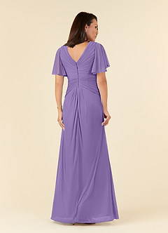 Azazie Emmeline Mother of the Bride Dresses Tahiti A-Line V-Neck Pleated Mesh Dress image2