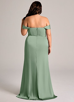 Azazie Johana Bridesmaid Dresses Matcha Mermaid Off the Shoulder Stretch Satin Convertible Dress image9