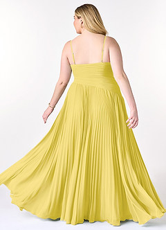 Azazie Vini Bridesmaid Dresses Canary A-Line V-Neck Pleated Chiffon Dress image9