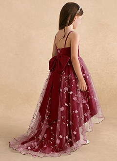 Azazie Celia Flower Girl Dresses Burgundy A-Line Spaghetti Strap Tulle Dress image4