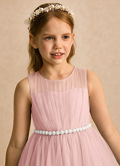 Azazie Heidi Flower Girl Klänningar Klänning A-linje i Tyll Plisserad image6