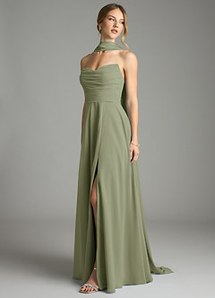 Azazie Ayla Abiti da Damigella Abito A-Line in Chiffon Scollo a Cuore Pistacchio image10