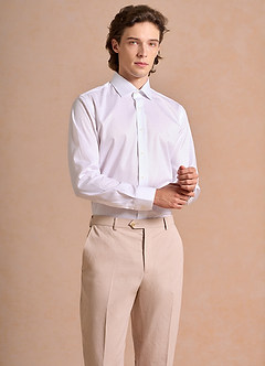 front Aiden CriWhite 100% Cotton Non-Iron Striped Dress Shirt