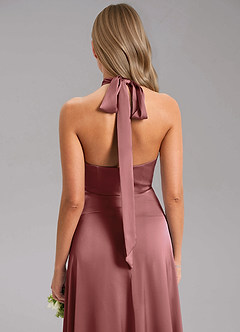 Azazie Tracie Bridesmaid Dresses Amethyst A-Line Side Slit Stretch Satin Dress image7