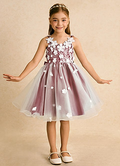 Azazie Junebug vestidos de niña de las flores Vestido de Marfil Granada de Tul de Princesa con Encaje image3