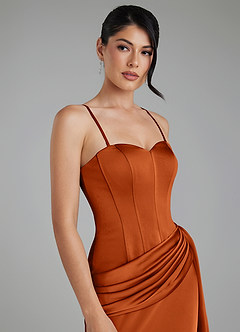 Azazie Draya Bridesmaid Dresses Burnt Orange Mermaid Strapless Stretch Satin Dress image9