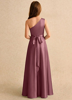 Azazie Puddles Girls Formal Flower Girl Klänningar Klänning A-linje i Stretch Satin One-shoulder image2