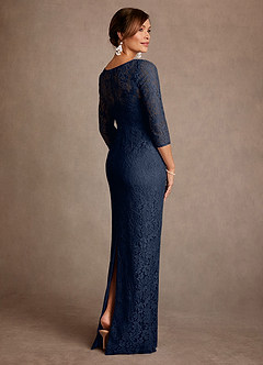 Azazie Van Buren Mother of the Bride Dresses Dark Navy Sheath Lace Dress image5