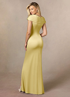 Azazie Anderson Mother of the Bride Dresses Lemon Sorbet A-Line Pleated Stretch Satin Dress image5