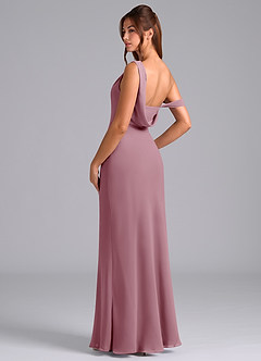 Azazie Madelyn Bridesmaid Dresses Vintage Mauve Mermaid Off the Shoulder Chiffon Convertible Dress image6