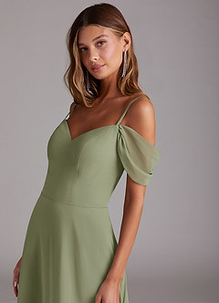 Azazie Marley Bridesmaid Dresses Pistachio A-Line Off the Shoulder Chiffon Convertible Dress image9