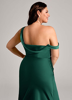 Azazie Madelyn Vestidos de damas de honor Vestido de Esmeralda de Satén Elástico de Corte Sirena Convertible con Hombro unilateral image14