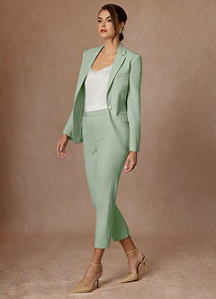 front Kennedy Dusty Sage Structured Stretch Dress Pants