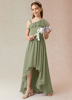 Azazie Mango Junior Pistachio A-Line Ruched Chiffon Dress image2
