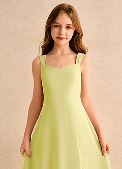 Azazie Makani Junior Formal Flower Girl Dresses Lemon Sorbet A-Line Sweetheart Neckline Chiffon Dress image6