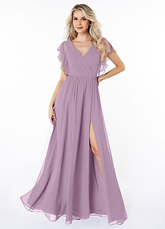 Azazie Zella Bridesmaid Dresses Wisteria A-Line Lace Chiffon Dress image1