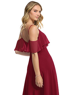 Azazie Jean Bridesmaid Dresses Burgundy A-Line Chiffon Convertible Dress image7