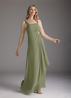 Azazie Weisz Mother of the Bride Dresses Pistachio A-Line Square Neckline Pleated Chiffon Dress image4