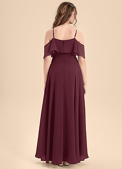 Azazie Tessabelle Junior Cabernet A-Line Off the Shoulder Chiffon Dress image2