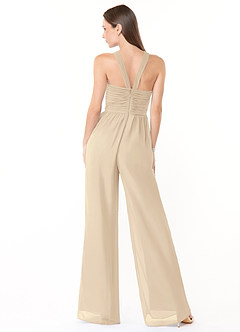 Azazie Berdie Bridesmaid Dresses Champagne Halter Chiffon Jumpsuit image2