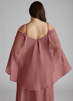 Azazie Cienna Bridesmaid Dresses Desert Rose A-Line Long Sleeve Chiffon Dress image12