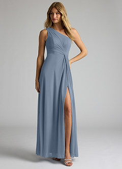 Azazie Brooke Bridesmaid Dresses Twilight A-Line One Shoulder Mesh Dress image3