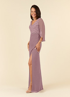 Azazie Laina Mother of the Bride Dresses Dusty Rose Mermaid Lace Chiffon Dress image2