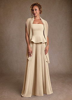 Azazie Josabeth Mother of the Bride Dresses Champagne A-Line Pleated Chiffon Dress image4