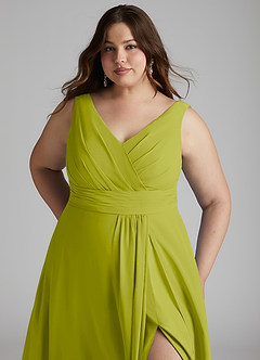 Azazie Karina Bridesmaid Dresses Lemongrass A-Line Pleated Chiffon Dress image11